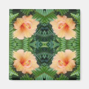Orange Hibisken Blume Muster Magnet