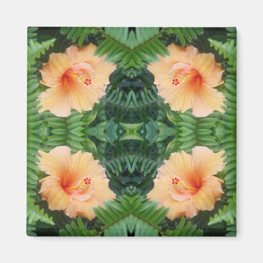Orange Hibisken Blume Muster Magnet (Vorne)