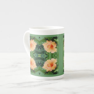 Orange Hibisken Blume Muster Porzellantasse