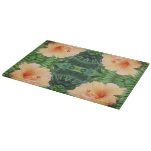 Orange Hibisken Blume Muster Schneidebrett