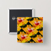 Orange Hibisken Blume Seitenansicht Button (Vorne & Hinten)