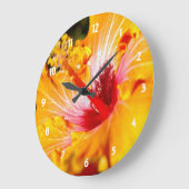Orange Hibisken Side View Große Wanduhr (Winkel)