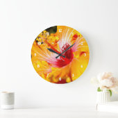 Orange Hibisken Side View Große Wanduhr (Zuhause)