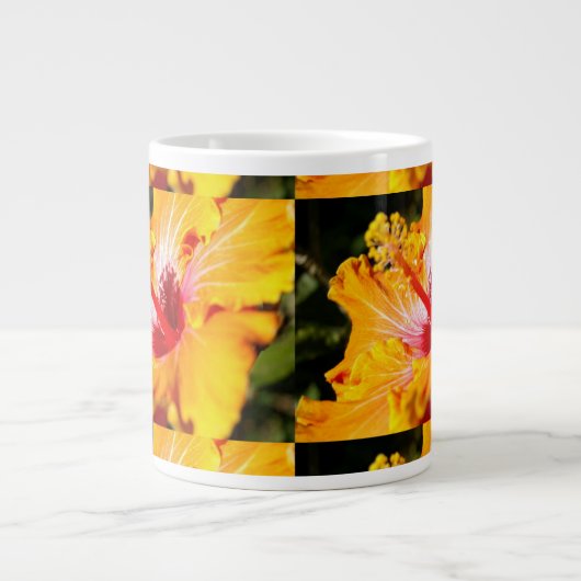 Orange Hibisken Side View Jumbo-Tasse (Vorderseite)