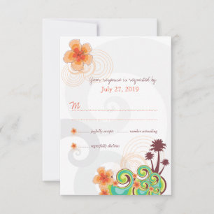Orange Hibisken UAWG Response Card Tropical Waves Einladung