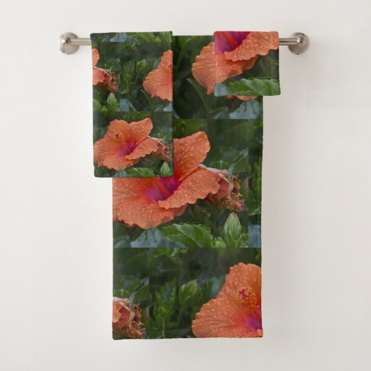 Orange Hibiskus Badhandtuch Set (Insitu)