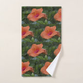 Orange Hibiskus Badhandtuch Set (Handtuch)