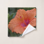 Orange Hibiskus Badhandtuch Set (Waschlappen)