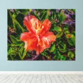 Orange Hibiskus Beauty Leinwanddruck (Insitu (Holzboden))