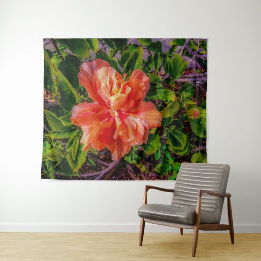 Orange Hibiskus Beauty Wandteppich (Beispiel (Horizontal))