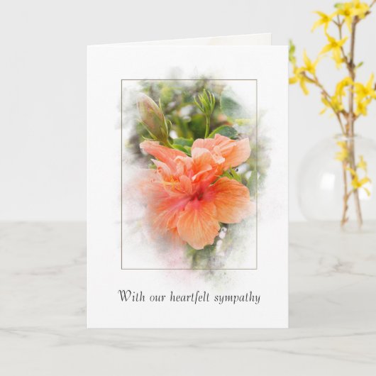 Orange Hibiskus Beileid Karte (Gelbe Blume)
