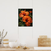 Orange Hibiskus Blume Art Print Poster (Küche)