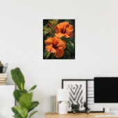 Orange Hibiskus Blume Art Print Poster (Heimbüro)