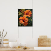 Orange Hibiskus Blume Art Print Poster (Küche)