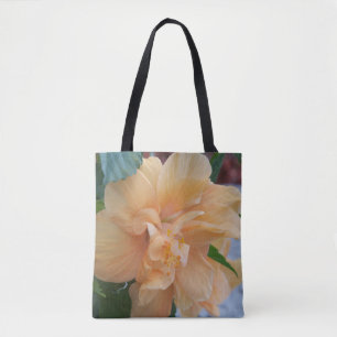 Orange Hibiskus Blume auf einem Totbeutel Tasche