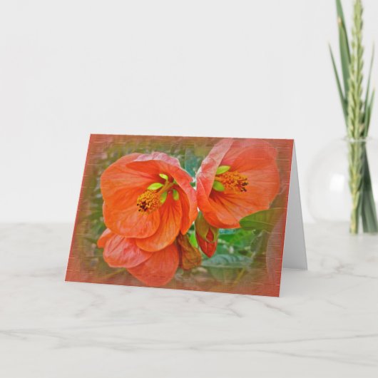 Orange Hibiskus Blume Karte (Vorderseite)