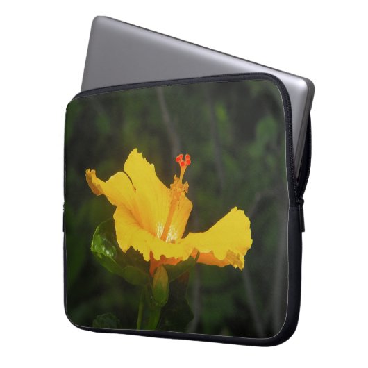 Orange Hibiskus Blume Laptopschutzhülle (Vorderseite Links)