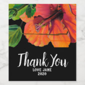 Orange Hibiskus Blume Moderne Danksagung Weinetikett (Einzelnes Label)