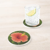 Orange Hibiskus Blume Tropenflora Getränkeuntersetzer (Seite)