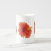 Orange Hibiskus Blume Tropenflora Porzellantasse (Vorderseite)
