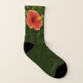 Orange Hibiskus Blume Tropenflora Socken (Links - Innen)