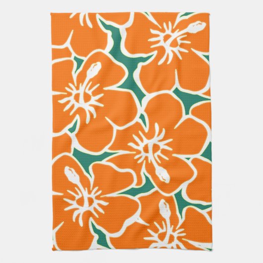Orange Hibiskus Blume Tropical Hawaiian Luau Handtuch (Vertikal)