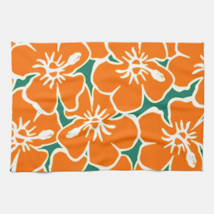 Orange Hibiskus-Blumen tropisches hawaiisches Luau Handtuch