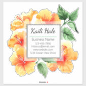 Orange Hibiskus Business Card Vinyl Car Sticker (Blatt)