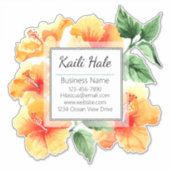 Orange Hibiskus Business Card Vinyl Car Sticker (Vorderseite)