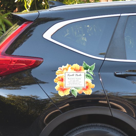 Orange Hibiskus Business Card Vinyl Car Sticker (Auto Seite)