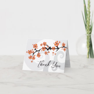 Orange Hibiskus Fusion Grey Swirl Tropical Wedding Einladung