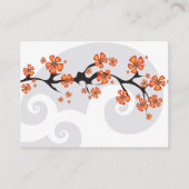 Orange Hibiskus Fusion Grey Swirl Tropical Wedding Platzkarte (Rückseite)