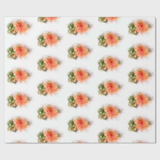 Orange Hibiskus Geschenkpapier (Flach)