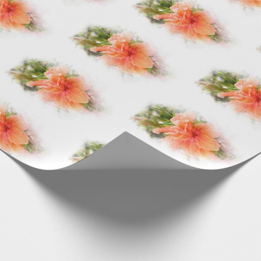 Orange Hibiskus Geschenkpapier (Ecke)