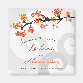Orange Hibiskus Grau Wirbel Tropical Save the Date Magnet (Vorne)