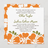 Orange Hibiskus-Hochzeits-Einladungen Einladung (Vorne/Hinten)