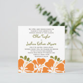 Orange Hibiskus-Hochzeits-Einladungen Einladung (Stehend Vorderseite)