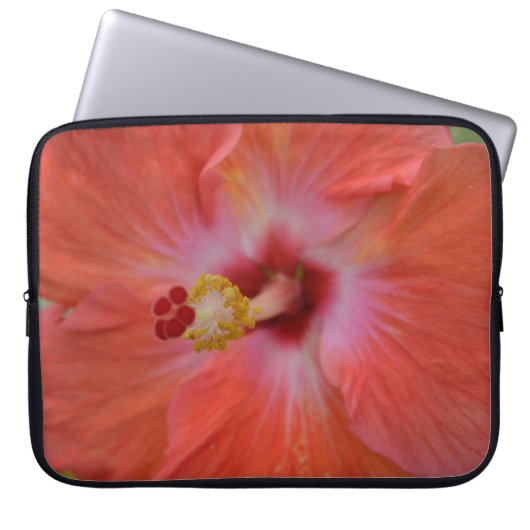 Orange Hibiskus Laptop Sleeve (Vorderseite)
