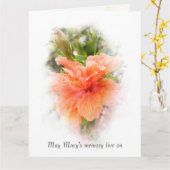 Orange Hibiskus mit Name Beileid Karte (Gelbe Blume)
