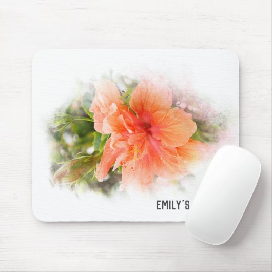 Orange Hibiskus Mousepad (Mit Mouse)