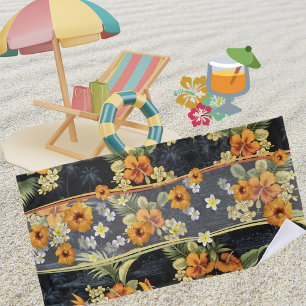 Orange Hibiskus Retro Aloha Shirt Badetuch