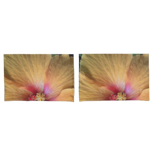 Orange Hibiskus Ruffle Kissenbezug (Vorderseite-Set)