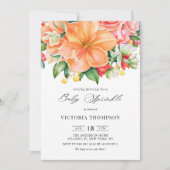 Orange Hibiskus Succulent Tropical Baby Sprinkle Einladung (Vorderseite)