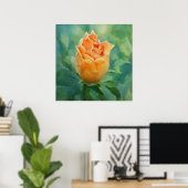 Orange Hibiskus Tropical Blume Floral Art Poster (Heimbüro)