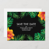 Orange Hibiskus Tropical Save the Date Postkarte (Vorne/Hinten)