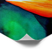 Orange Hibiskus Tropische Blume Aquarellkunst Poster (Ecke)