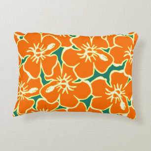 Orange Hibiskus Tropische Blume Hawaiian Kissen