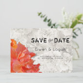 Orange Hibiskus Wedding Save the Date Foto Card (Stehend Vorderseite)