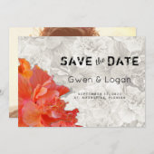 Orange Hibiskus Wedding Save the Date Foto Card (Vorne/Hinten)