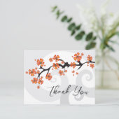 Orange Hibiskus Wirbel Tropical Wedding Vielen Dan Postkarte (Stehend Vorderseite)